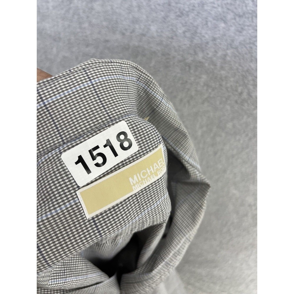 Michael Kors Men's Button Down Shirt Long Sleeve Size 16 1/2 Micro Check Cotton - Picture 12 of 12